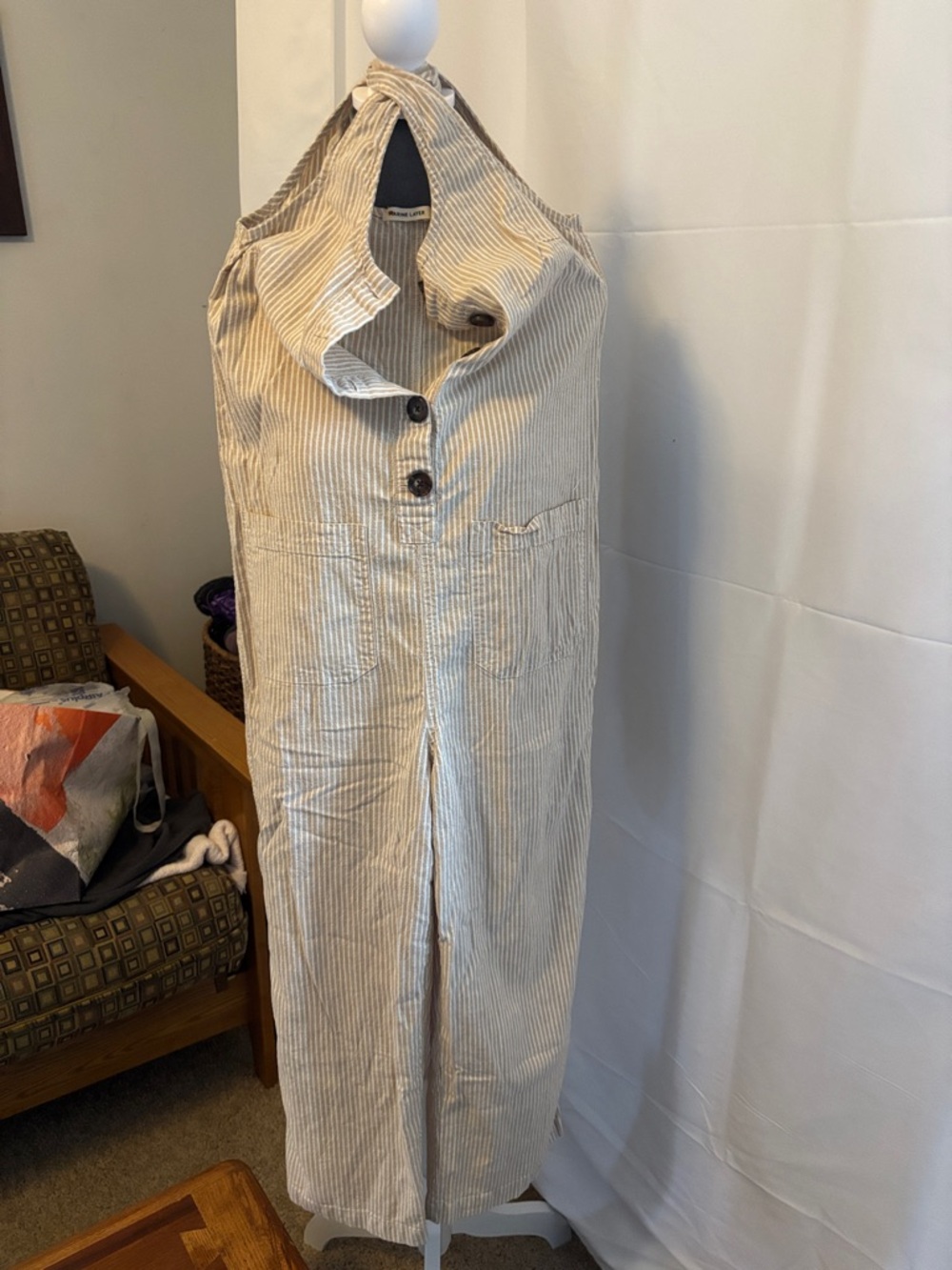 Marine Layer XS Striped overalls in Cream and White